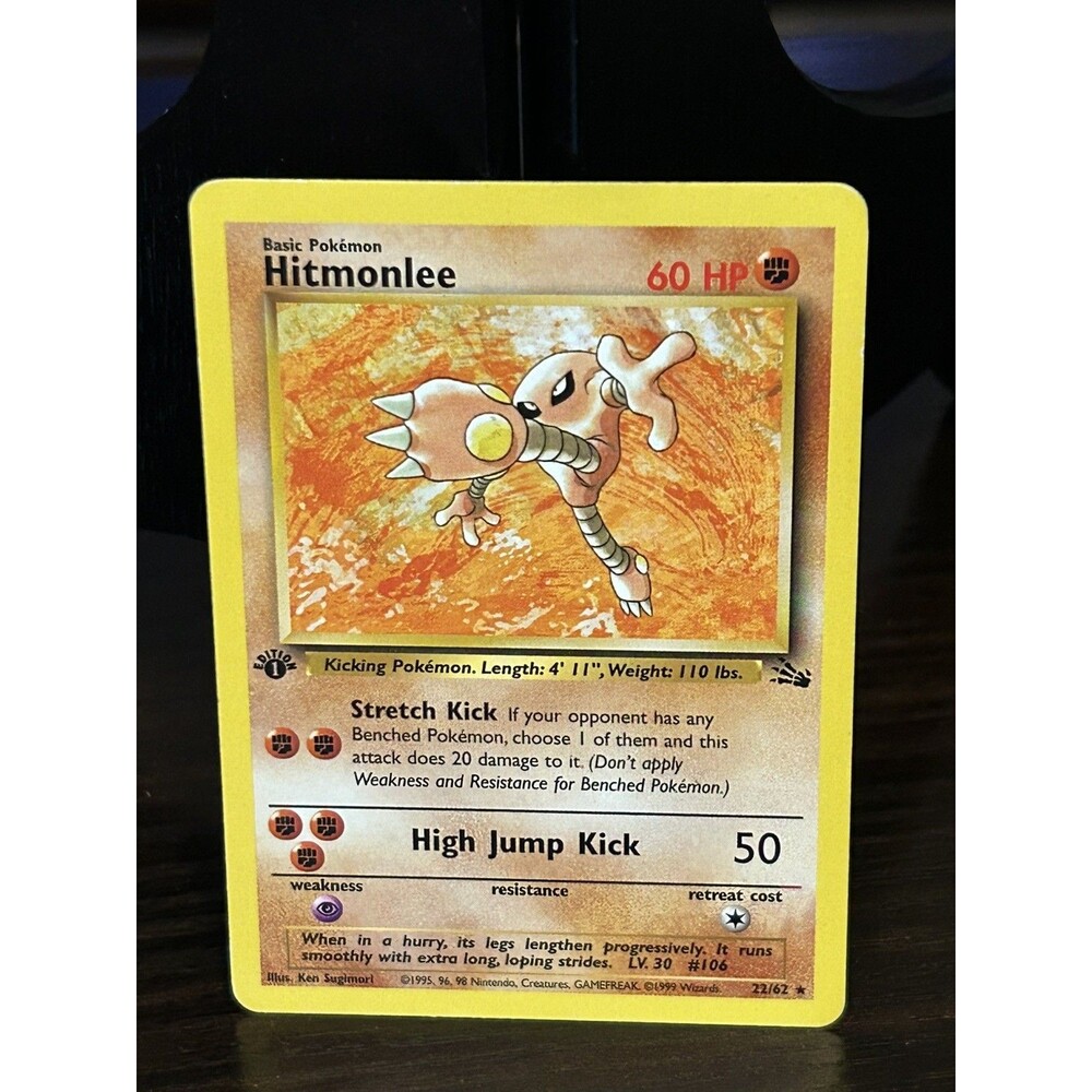 Hitmonlee 22/62 1st Edition Fossil Set Rare VTG English Pokemon Card WoTC TCG MP